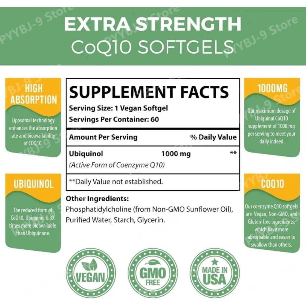CoQ10 Ubiquinol 1000mg Vegan S - Coq10 Ubiquinol Softgel ulasan dan harga